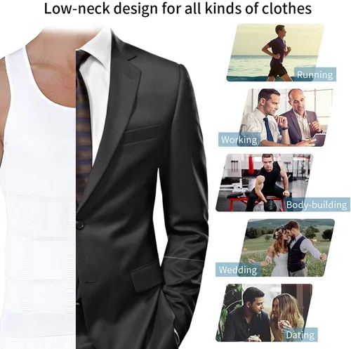 Miniatura 4 de Compression Shirts for Men Body Shaper Slimming Shirts Shapewear with Zipper