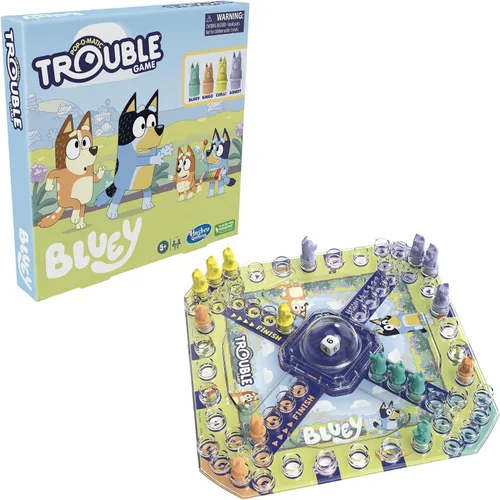 Miniatura 15 de Hasbro Gaming Trouble: Juego de Mesa Edición Bluey para Niños, 2-4 Jugadores, Corre con Bluey, Bingo, Bandit o Chilli hasta la Meta, Edades 5 y Más