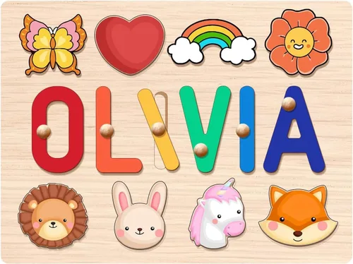 Rompecabezas de madera con nombre personalizado para niños, regalos de primer cumpleaños, rompecabezas de nombre personalizado para niños de 1 año,