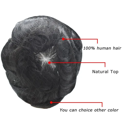 Miniatura 5 de Toupee - Sistema de cabello para hombre, monofilamento fino duradero, monofilamento europeo de repuesto para hombres, piezas de pelo