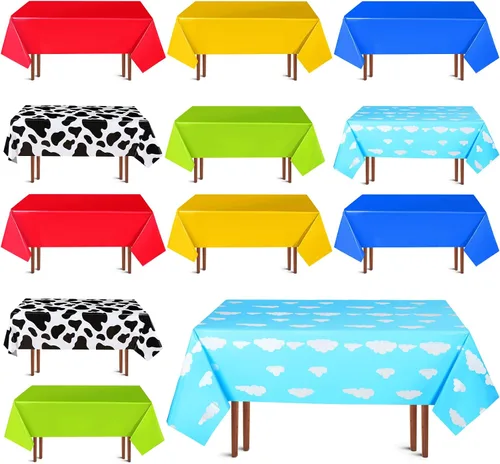 Miniatura 8 de Hosuly 6 Pcs Story Tablecloth Story Birthday Party Decorations Cow Printed Table Cover Boy Baby Shower Decorations Cartoon Inspired Party Supplies