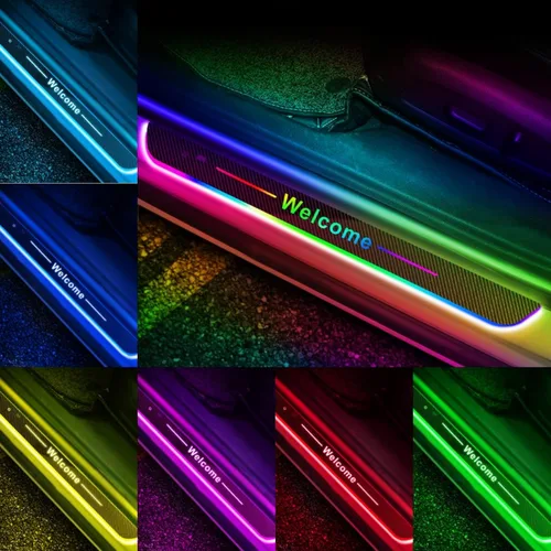 Luces LED para umbral de puerta de auto, luces de bienvenida personalizables para puerta de auto, regalos de cumpleaños y día de Navidad para Negro