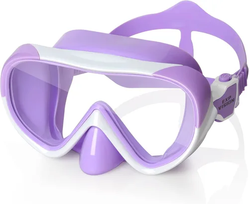 Máscara de natación para niños, máscara de buceo de esnórquel de 180°, gafas de natación antivaho para niños con cubierta para la nariz, gafas de