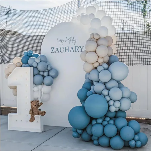 Miniatura 4 de Kit de Guirnalda de Globos Azul Polvoriento - 167 piezas Kit de Arco de Globos con Globos Azul Polvoriento, Blanco Arena, Blancos - Perfecto