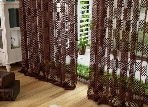 Miniatura 7 de New Jacquard Hollow Grid Sheer Curtains Elegant Drape Panel Rod Pocket Top Gauze Voile for Living Room Bedroom Balcony(1 Panel, W 54 x L 63 inch