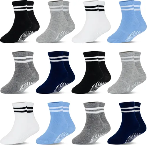 Miniatura 10 de HYCLES Calcetines de agarre para niños pequeños, calcetines antideslizantes para el suelo con agarre para niños de 1 a 10 años y niñas de 6 a 12