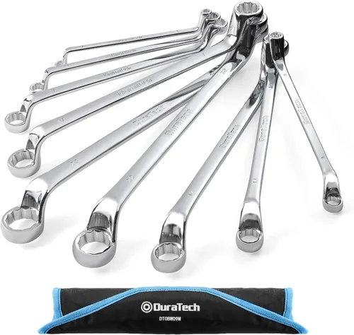 DURATECH Juego de llaves de caja de compensación, métricas, 9 piezas, 0.236-0.906 in, 75 grados, acero CR-V, organizado en bolsa rodante
