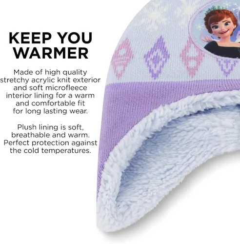 Miniatura 4 de Disney Juego de gorro y guantes de invierno para niñas de 2 a 4 años o Frozen 2 con gorro Elsa & Anna y guantes para niños de 4 a 7 años