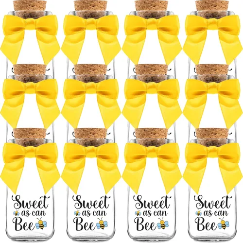 Miniatura 20 de Ethisa Paquete de 24 botellas de vidrio de leche vintage con cintas y calcomanías, regalos elegantes de baby shower para invitados y centros de ¡Es
