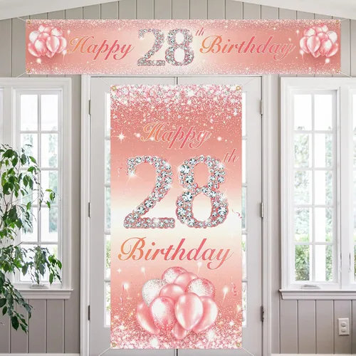 Miniatura 14 de Juego de carteles largos de feliz cumpleaños 10 para puerta, porche, decoración de cumpleaños de 10 años para niñas, suministros de fiesta