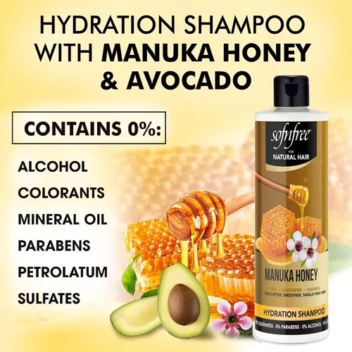 Miniatura 3 de Sofn'free Hydration - Champú de miel de manuka, hidratante natural para cabello ondulado y cabello rizado, añade brillo y suavidad, reduce