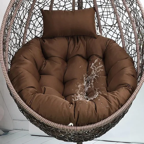 Miniatura 15 de Cojín impermeable para silla de huevo, color negro, lavable, con lazos, grueso, grande, para silla de huevo, para exteriores, con almohada