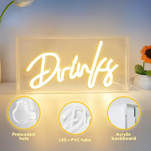 Miniatura 2 de Señal de Neón "Be Kind", Caja de Luz de Escritorio "Be Kind" de USB LED con Interruptor de ENCENDIDO/APAGADO, Letrero de Neón 3D Iluminado