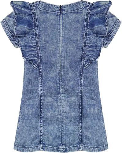 Miniatura 2 de KIDSCOOL SPACE Bebé Niña Corazón Rojo Lentejuelas Decoración Verano Manga Corta Vestido Denim