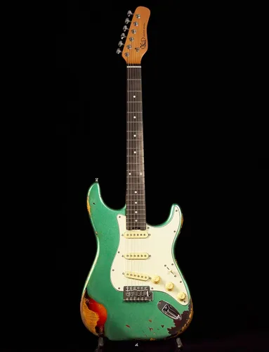 KGD Guitarra eléctrica relic, mástil de arce tostado y diapasón de palisandro, tuerca de hueso, guitarra eléctrica relic de 6 cuerdas, guitarras