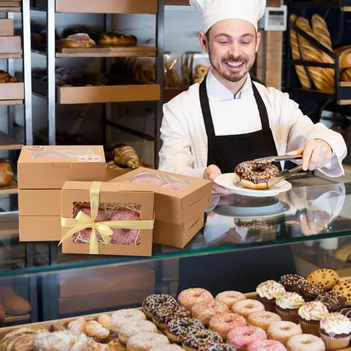Miniatura 7 de OAMCEG Paquete de 30 cajas de galletas con ventana, cajas de panadería de 8 x 6 x 2.5 pulgadas para regalos de Navidad, postres, donas, pasteles