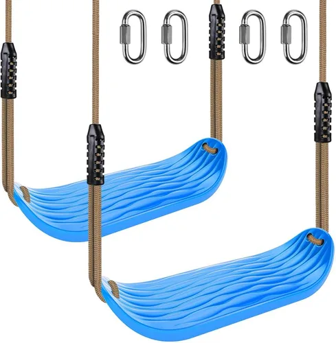 SELEWARE Asiento de columpio de plástico antideslizante, juego de columpio de árbol resistente con cuerda ajustable y mosquetones para niños y