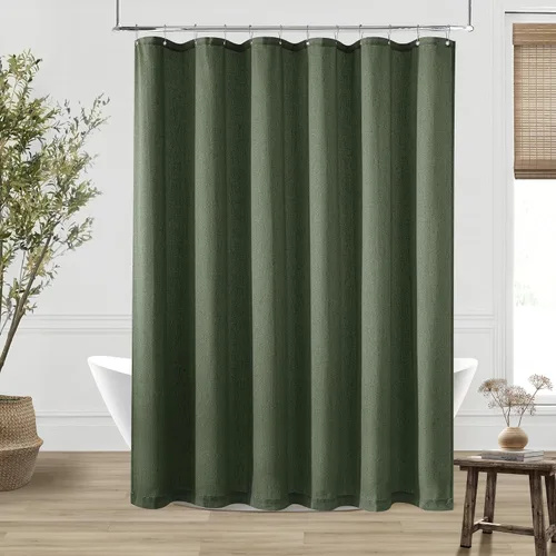 Miniatura 33 de Cortina de ducha de lino de avena 36x72 para cabina de ducha, cortinas neutras grisáceas beige de lino para baño, decoración bohemia de baño