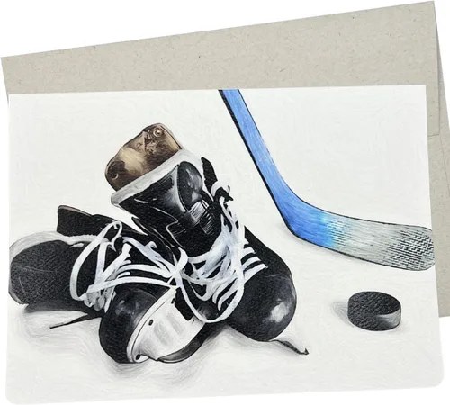 Whitman and Daughter Tarjeta de cumpleaños de hockey – Tarjeta de hockey sobre hielo de alta calidad de 5 x 7 pulgadas con sobre, interior en blanco