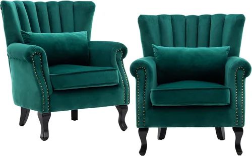 Miniatura 16 de CHAIRUS - Silla decorativa moderna de mediados de siglo con respaldo de canal, cómoda silla de sofá individual, silla con reposabrazos y almohada