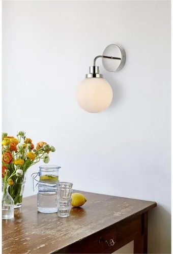 Miniatura 2 de Hanson - Aplique de baño de metal con 1 luz en níquel pulido y esmerilado