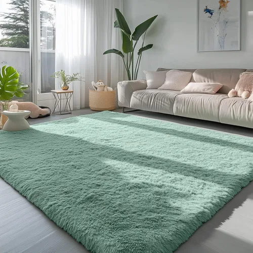 Miniatura 68 de PAGISOFE Alfombras esponjosas de dormitorio de 4 x 6 pies, color negro, alfombra moderna para sala de estar, alfombra lanuda para interiores