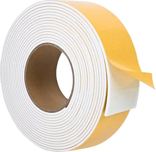 Miniatura 30 de Burlete de cinta de espuma autoadhesiva blanca para puertas y ventanas de 1 pulgada × 3/4 pulgada × 13 pies, tira de sellado de espuma de alta Blanco