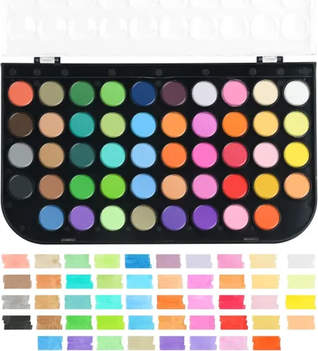 Miniatura 5 de TRANSON Juego de pintura de acuarela de 48 colores con 4 pinceles de pintura y 1 pincel de agua para adultos, estudiantes, principiantes y artistas