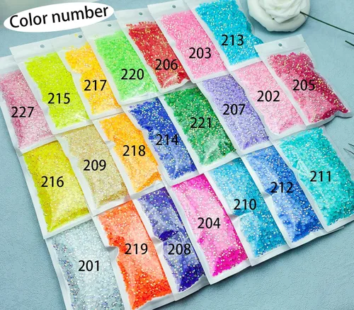 Miniatura 6 de 1000 diamantes de imitación de resina de 0.236 pulgadas con parte trasera plana de color AB para botellas, vasos, maquillaje de cara, decoración
