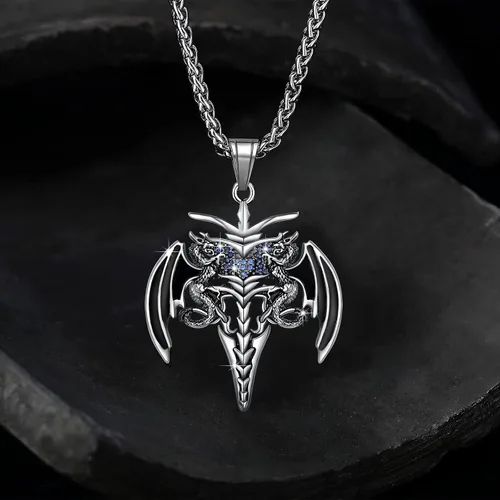 Miniatura 18 de YAMI Collar de alas angulares para hombre, ángel de la guarda, dragón, cuervo, pulpo, collar de anime, collar de acero inoxidable 316