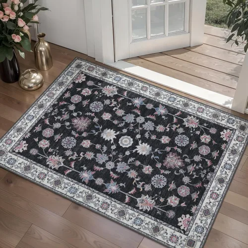Miniatura 101 de Tangsoo Alfombra lavable para pasillo, antideslizante, 2 x 6 pies, estilo bohemio, floral, vintage, para entrada, suelo suave, para cocina, baño