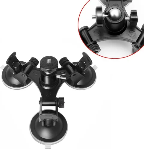 Miniatura 2 de Soporte de succión para cámara DSLR de triple copa compatible con Nikon Canon Sony DSLR/Camcorder + GoPro Hero Sony Garmin Xiaomi Yi SJCAM Soporte