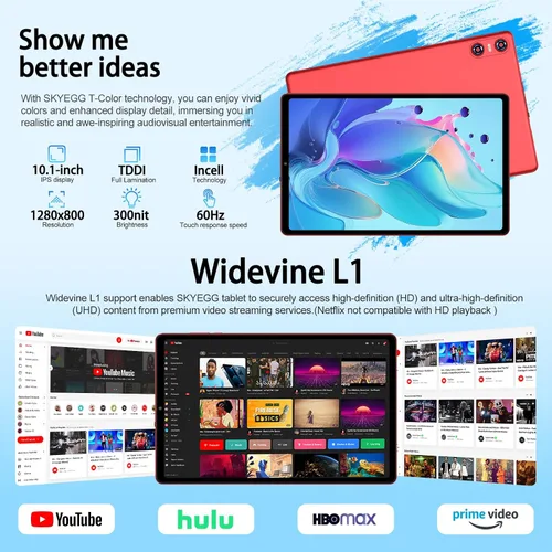 Miniatura 4 de Tableta Android 15 2025 con Teclado, Tabletas de 10.1 Pulgadas Pantalla FHD 30GB RAM 64GB ROM Expansión 1TB, Octa-Core 2.0GHz, Widevine L1, Batería