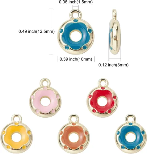 Miniatura 2 de DanLingJewelry Dijes coloridos esmaltados lindos colgantes para hacer joyas y manualidades, Metal no precioso., No es una piedra preciosa