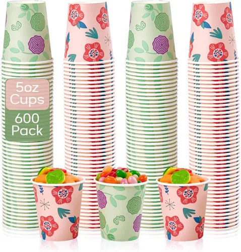 Miniatura 9 de TV TOPVALUE Paquete de 600 vasos de papel de 5 onzas, tazas de baño, vasos desechables coloridos, mini vasos para enjuague bucal, taza para beber 5