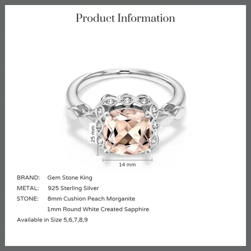 Miniatura 112 de Gem Stone King Anillo de compromiso de plata de ley 925 de 0.315 in con piedra natal y zafiro blanco creado Anillo de compromiso de boda