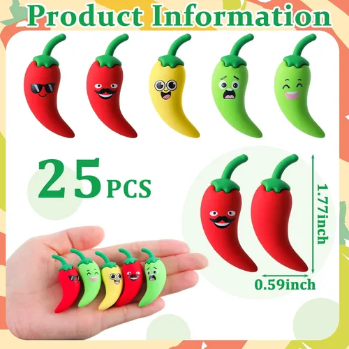 Miniatura 2 de 25 piezas de decoración de chile mini figuras de chile para pimientos, festivales, fiestas, pequeñas figuras de pimientos picantes falsos, pequeña