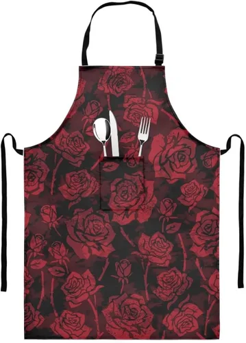 Miniatura 14 de GIFTPUZZ Delantal de chef para mujer con lazo largo y bolsillo frontal con correas