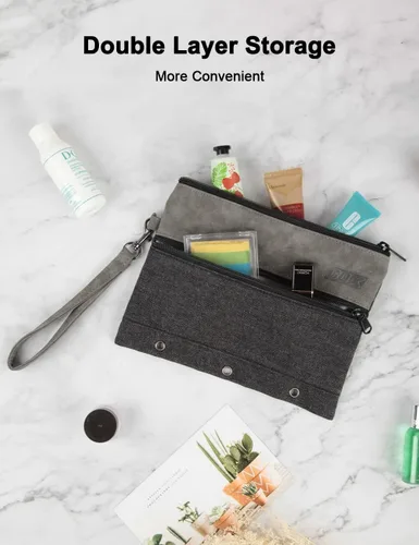 Miniatura 2 de GOX Neceser de viaje con cremallera, organizador electrónico de viaje para mujeres y hombres, Negro
