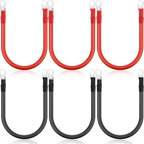 Miniatura 8 de Hoteam Cable de batería de cobre con terminales de 3/8 pulgadas, rojo y negro, cable inversor de corriente para motocicleta solar, automóvil, 2 AWG