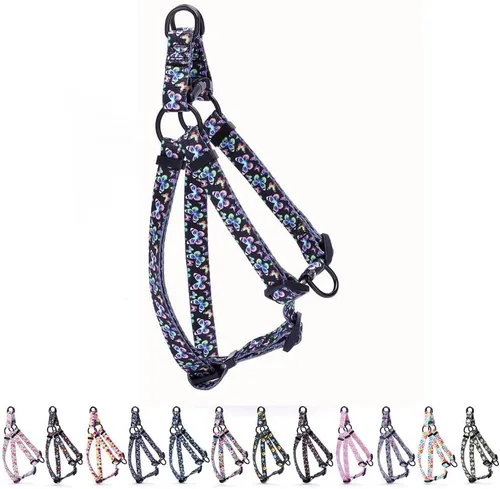 Miniatura 15 de Arnés para perro hembra, bonito patrón geométrico de triángulos geométricos, hebilla de liberación rápida, cuello halter ajustable para perros