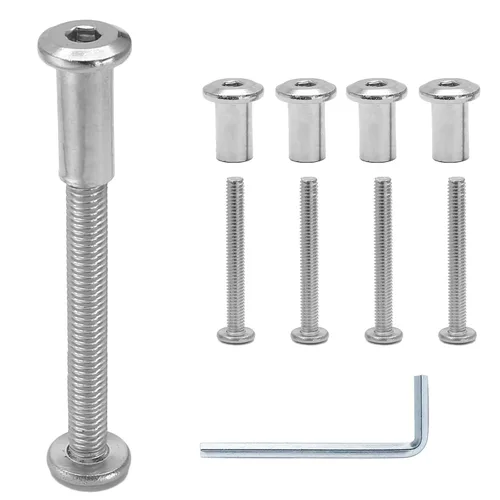 Miniatura 31 de 10 pares (20 piezas) M6 x 0.630 in Tornillo hexagonal con llave Allen, pernos de conector plateados para muebles, tornillos avellanados M6, tuercas