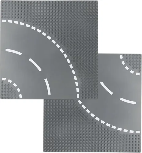 Miniatura 11 de Classic Crossroad - Juego de 2 placas base de carretera City Street, 9.8 x 9.8 in, para ladrillos de construcción, compatible con todas