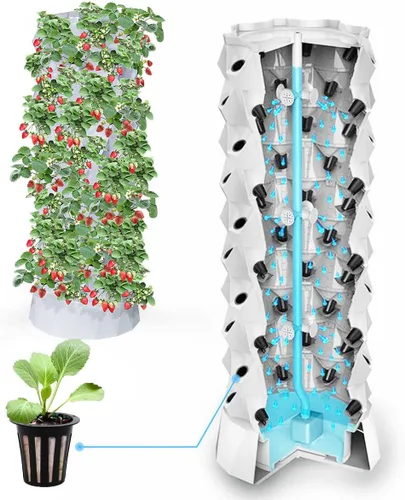 Sistema de cultivo de torre hidropónica, equipo de granja hidropónico para hierbas, frutas y verduras de interior con adaptador de temporizador de