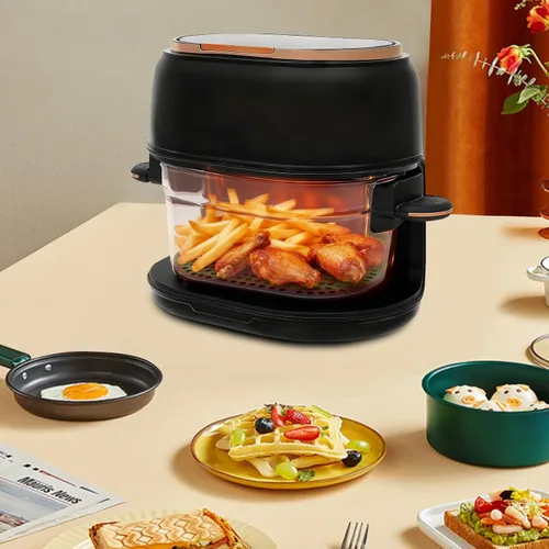 Miniatura 6 de Freidora de aire de vidrio de 4.2 cuartos con pantalla táctil, control de temperatura de 140 a 374 °F, preajuste inteligente de 24 horas, Negro