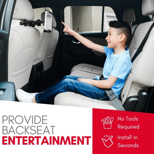 Miniatura 2 de Macally Soporte para reposacabezas de automóvil, esenciales para viaje por carretera, para niños, soporte para tablet de asiento trasero
