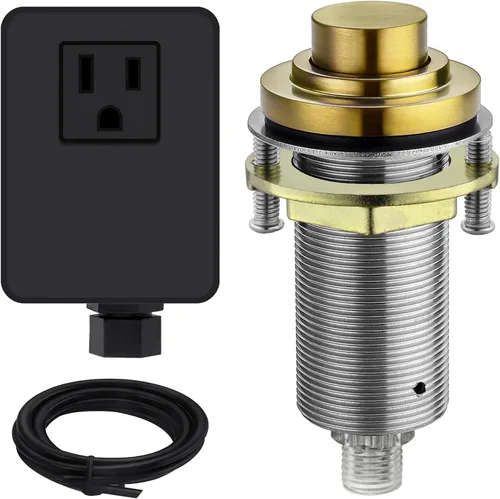 Kit de interruptor de aire SinkTop (botón largo de latón completo) para eliminación de basura, bronce champán inalámbrico