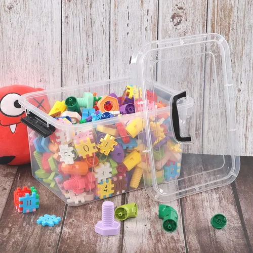 Miniatura 5 de Esdiplot - Paquete de 4 cajas de almacenamiento transparentes con tapa, 10,5 L con cierre de plástico con asas
