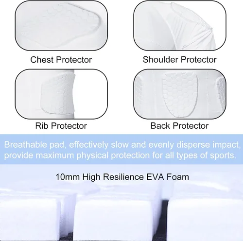 Miniatura 7 de Protector de costilla de fútbol Protector de pecho acolchado para béisbol fútbol baloncesto Blanco