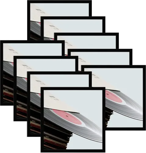 Miniatura 36 de eletecpro Marcos de discos de vinilo de 7 x 7 pulgadas para galería, decoración de pared negra resistente y ligera, marcos LP fáciles de colgar, se